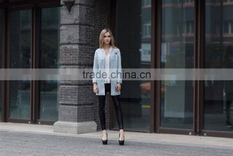 new fashion suede jacket long coat for ladies women's long washed elegant coat