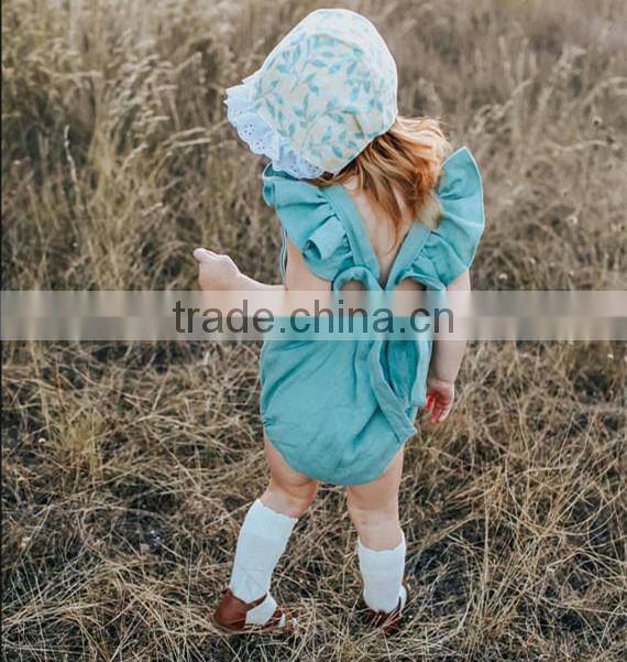 Baby Boutique Wholesale Baby Wear Clothes Best Quality Linen Fabric Baby Romper