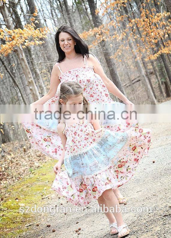 2017 Printed Matching Mother Daughter Clothes Plus Size Maxi Dress