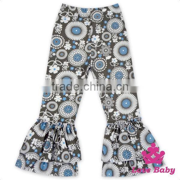 Fancy Wear Printed Pattern Two Layers icing Wholesale Girls Ruffle Pants