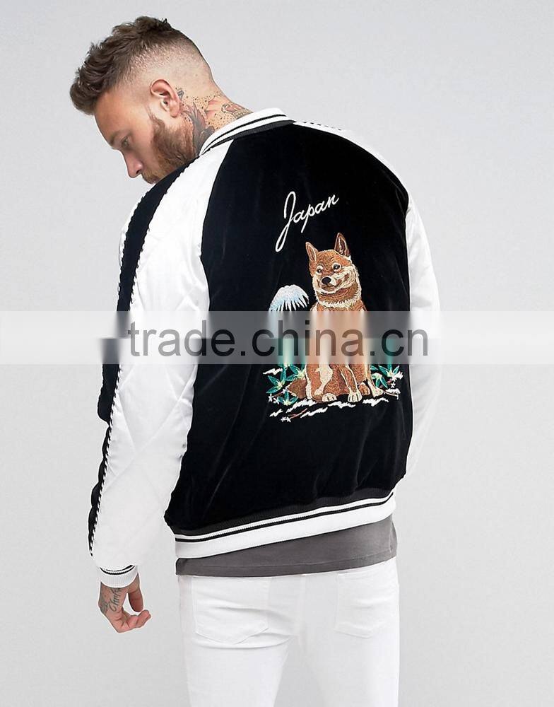 2017 newest arrival black customized colors size material men plain baseball jacket