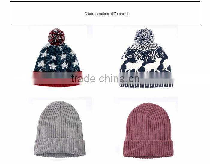 Kids Cotton Hand Knitted Woolen Caps Fashion Winter Hats And Caps With Pom