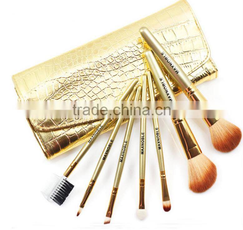 Golden 7 Pieces Of Cosmetics Makeup Brush Set