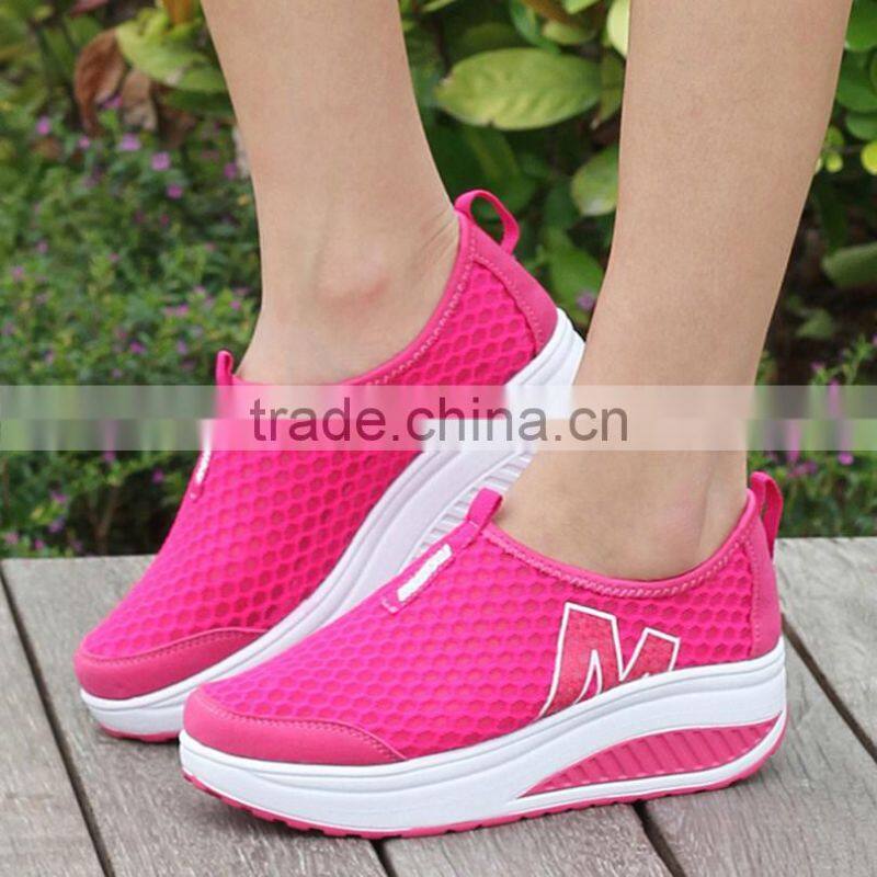 Height Increasing Summer Casual Shoes For Women Swing Wedges Shoes Breathable