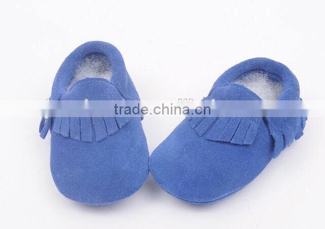 High quality suede leather moccains for baby, prewalk leather moccains