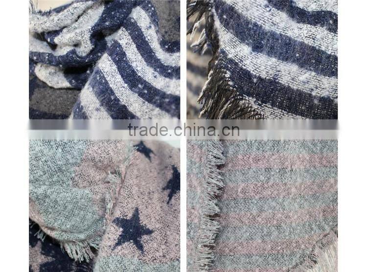 Fashion EU Stars and Stripes Winter Women Scarf and Shawl 2017