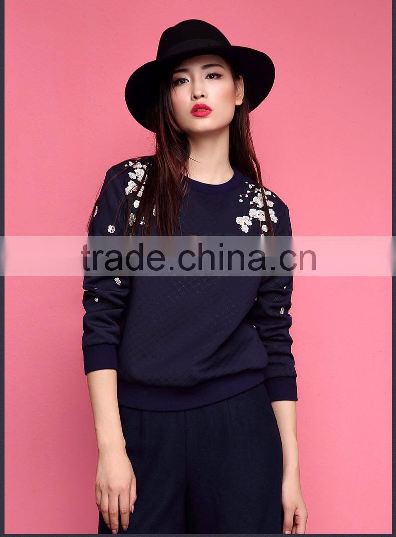 New Latest Women Sweatshirts Design Pullover Long Sleeve Embroidered Sweatshirts,Top Quality Fleece Embroidered Sweatshirts