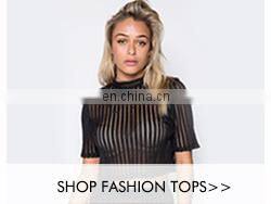 Fashion Cutting Chiffon Blouse Design Black Withe Stripe Cold Shoulder Lady Blouse