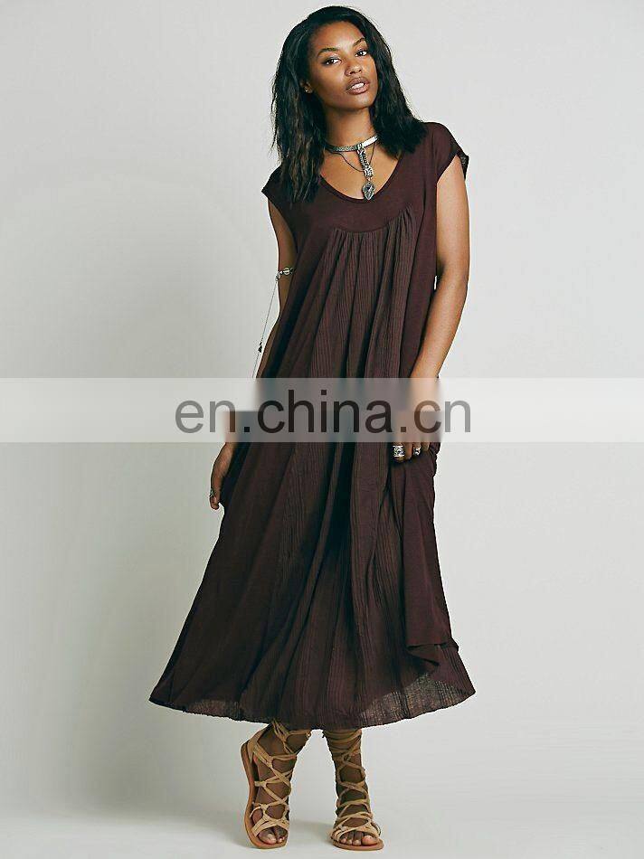 Cap sleeve woman knit midi dress ,fashionable woman loose fix dress