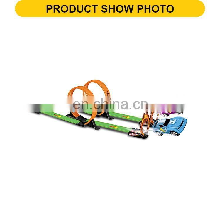 Hot selling plastic pullback racing car the track toy with two cars