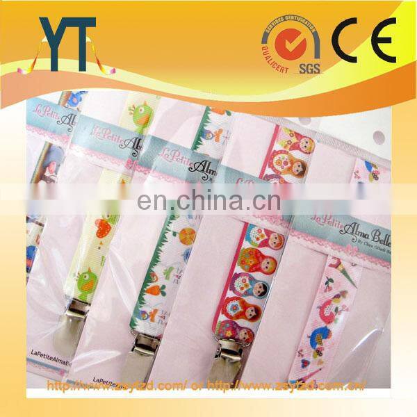 Custom High Quality Lovely Color Polka Dot Ribbon Chain Baby ,baby pacifier clip factory for sale custom Child pacifier
