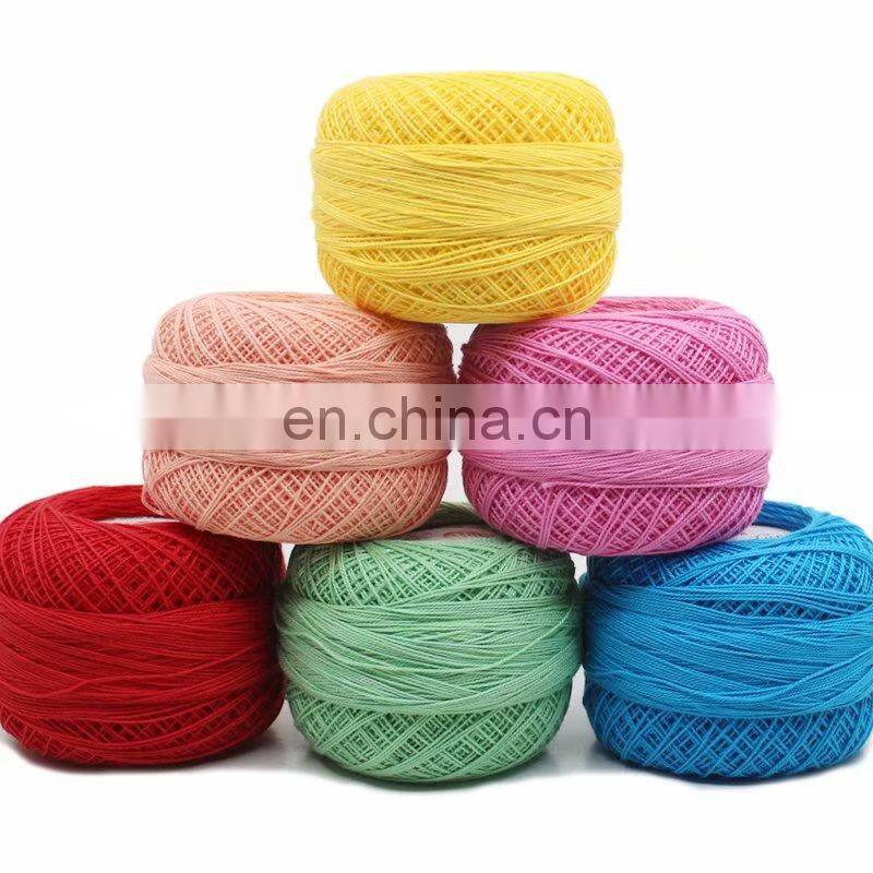 Large stock of bulk dyed mercerized cotton with crochet thread cotton edge yarn hand-knitted #8 lace yarn for sale