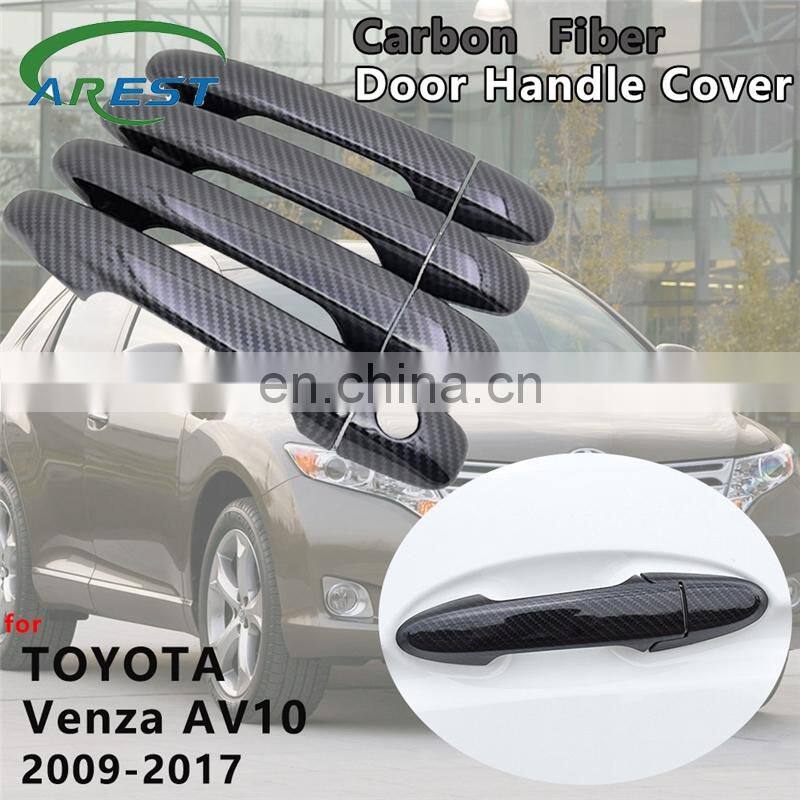 Gloss Black Carbon Fiber Door Handle Cover Catch Accessories for Toyota Venza AV10 2009 2010 2011 2012 2013 2014 2015 2016 2017