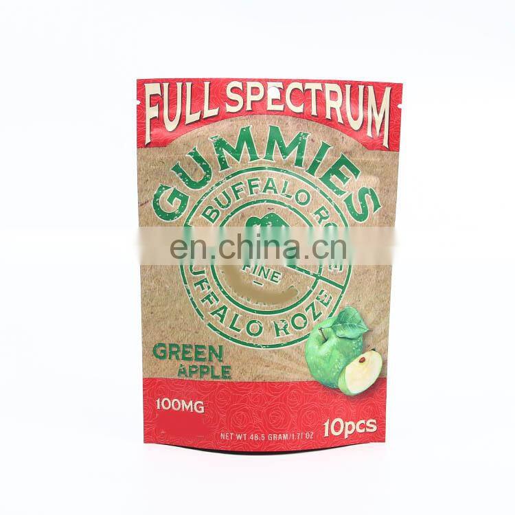 custom printed smell proof child resistant packaging pouch soft touch matt 1 pound lb 7g mylar gummies bag for cbd flower cookie