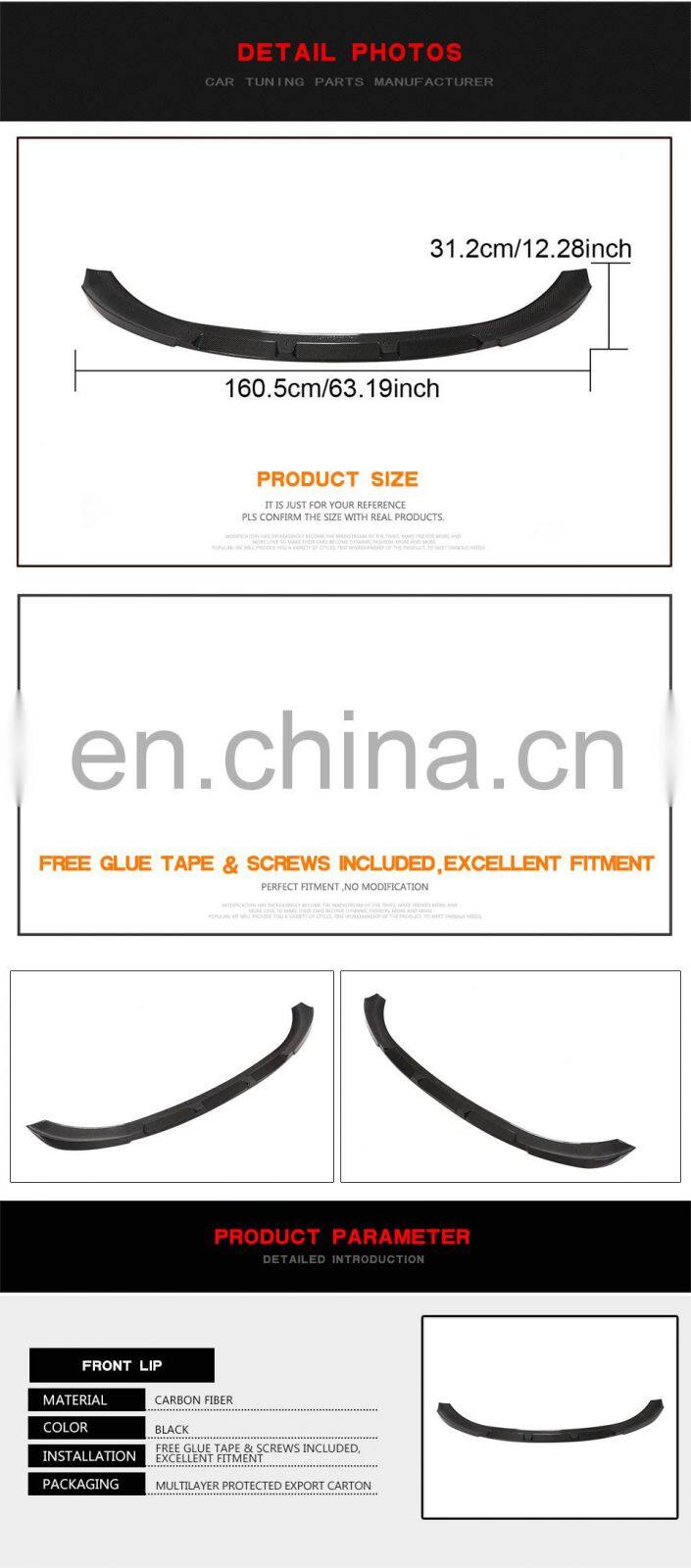 Real front bumper carbon fiber front lip for BMW i3 2018-2020 no for i3s