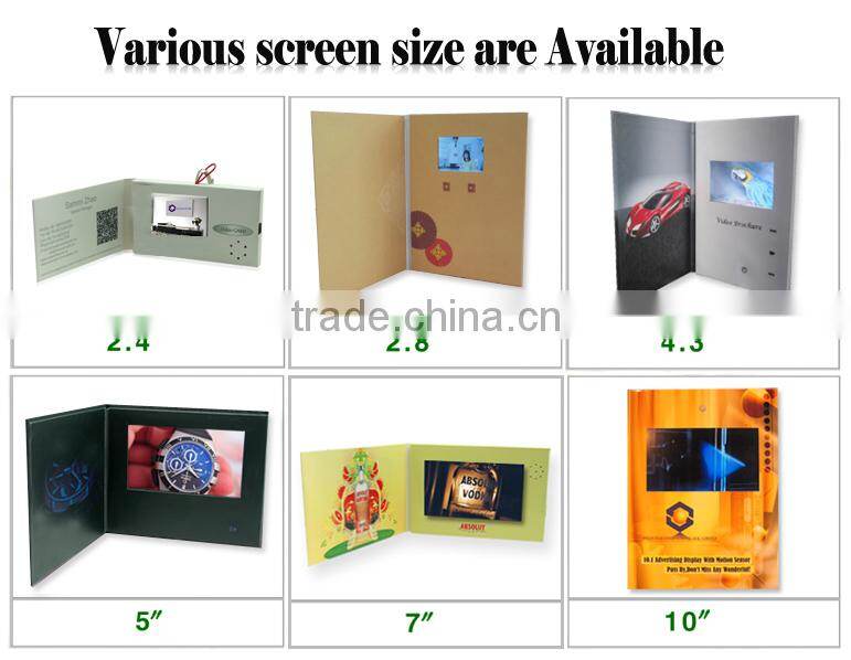 Hardcover video business card with OEM tft screen lcd video brochure