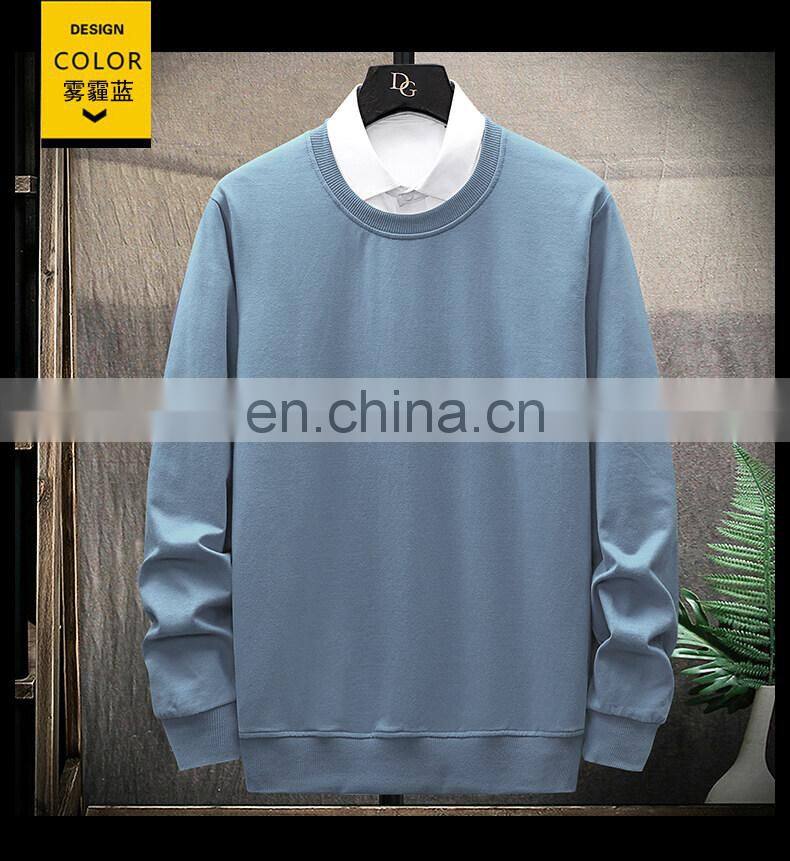 Custom brand round neck plain sweatshirt 100% cotton high quality men custom pullover hoodie plus size men t-shirt