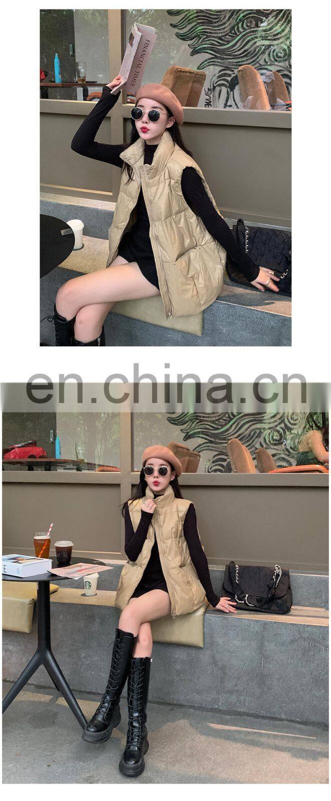 New Arrival Women Down Filled Solid Sleeveless Jacket Custom Winter Down Puffer Vest Short Casual Women's Jackets