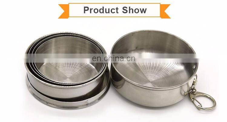 Stainless Steel Collapsible Cup with Keychain, Camping Folding Cup