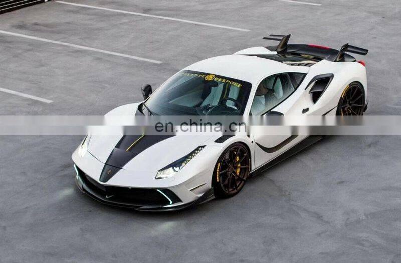 Runde Top Quality For Ferrari 488GTB Upgrade Mansory Half Carbon Fiber Body Kit Front Rear Bumper Rear Diffuse Hood Fender Side