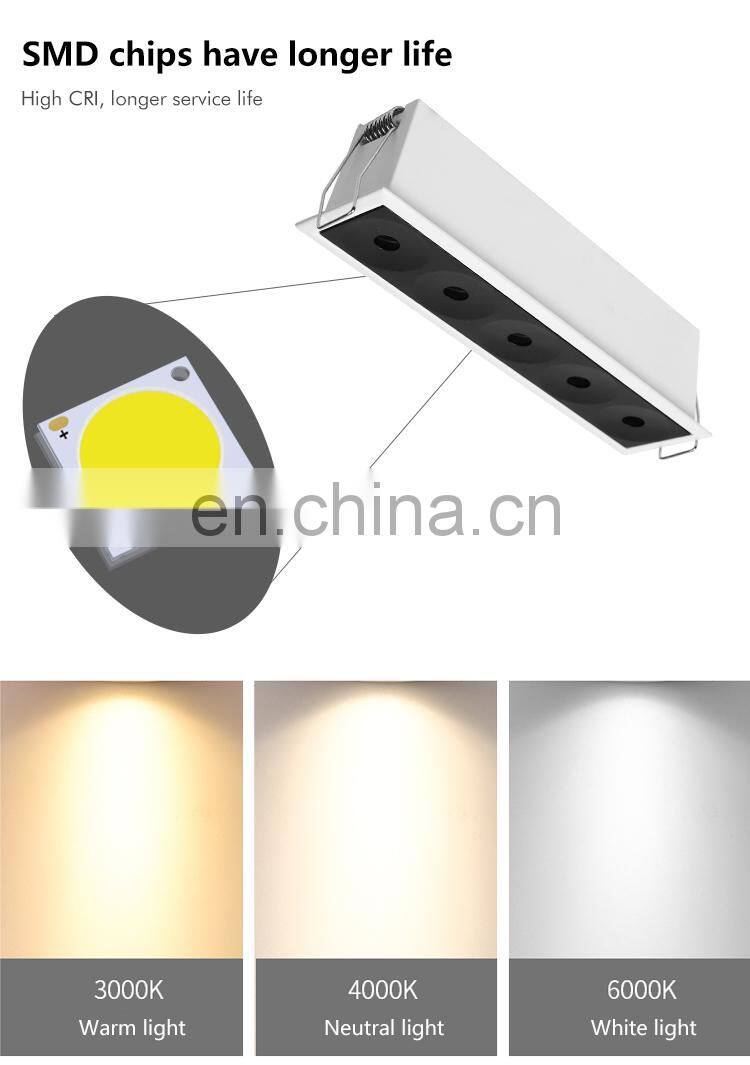 High Quality Dimmable Recessed Showroom Hospital Office Mini Spot Light LED Linear Downlight