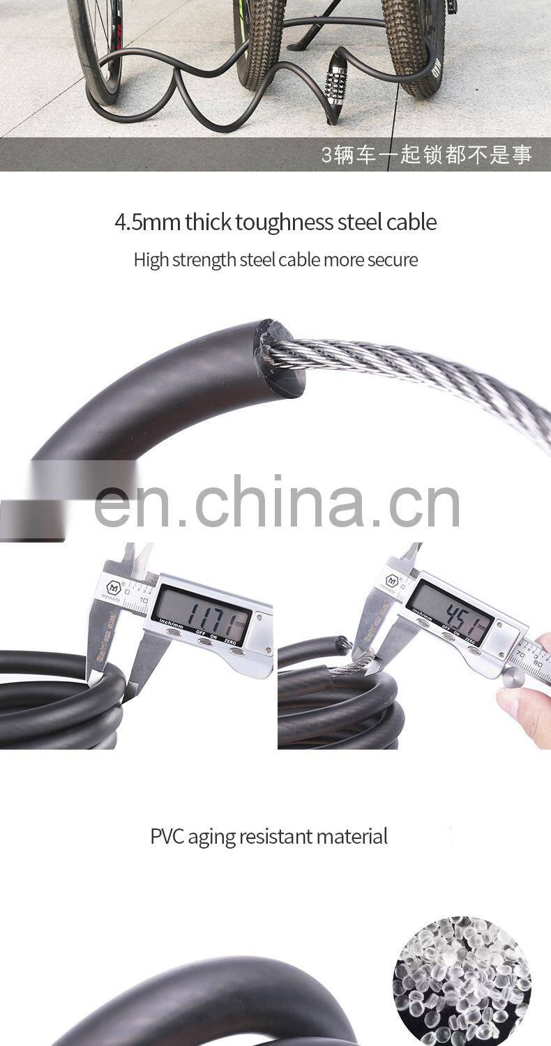 Bicycle lock Anti-theft mountain bike password lock Steel cable lock Bicycle riding accessories General electric bicycle