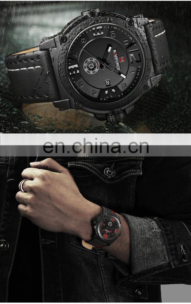NAVIFORCE 9099 High Quality Japanese Quartz Movement Premium Watches Leather Auto Date Luminous Naviforce Watch Men Logo Watches