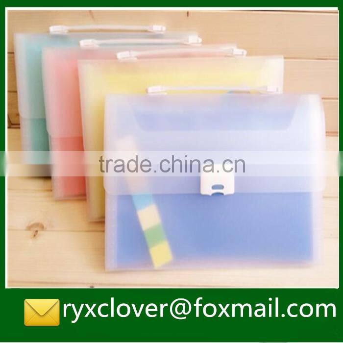 Plastic clear cover expandable handle folder with 12 pockets