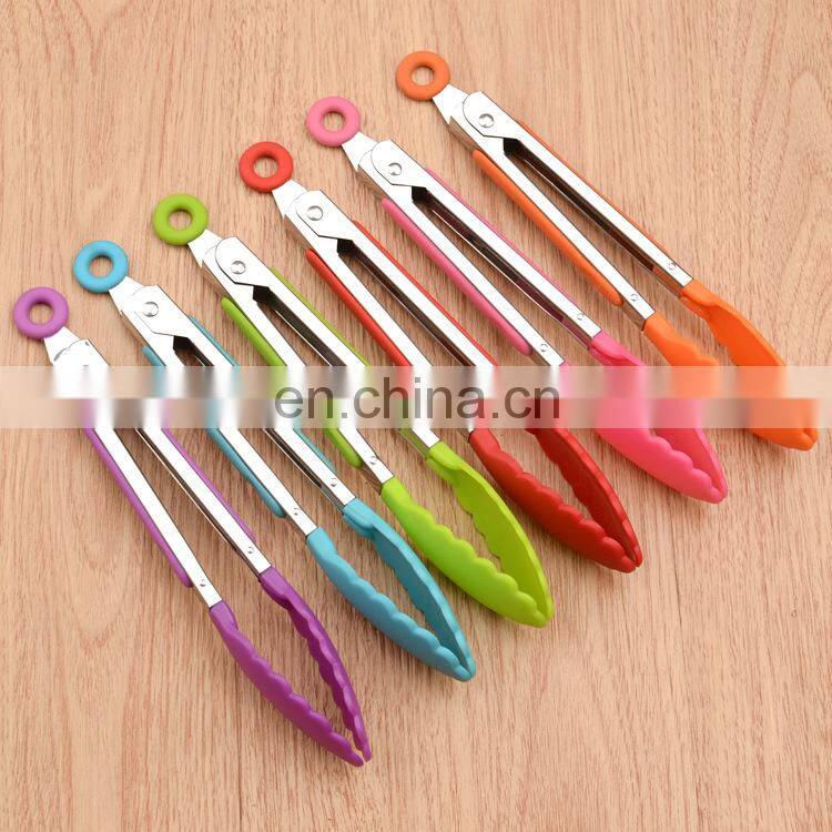 8 inch Silicone Food Tong Stainless Steel Kitchen Tongs Silicone Cooking Clip Clamp BBQ Tools Grill Kitchen Accessories