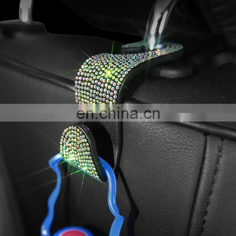 Car Seat Back Hook Diamond Bling Rhinestones Hanger Auto Back Universal Headrest Mount Storage Holder Car Interior Accessories