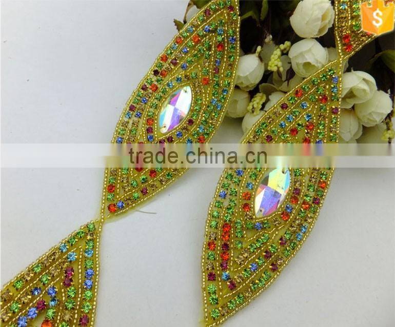 Colorful Diamante Beaded Trim Craft Applique
