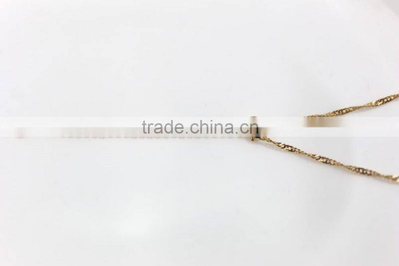 Fashion design simple gold plated wave brass chain ring necklace