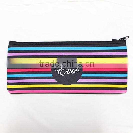 large nice two pockets neoprene pencil case