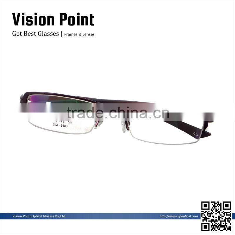 Fashion design half rim metal TR90 men eyeglasses frame