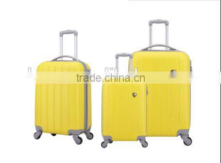 trend leisure yellow ABS trolley luggage suitcase carry on airport luggage supplier
