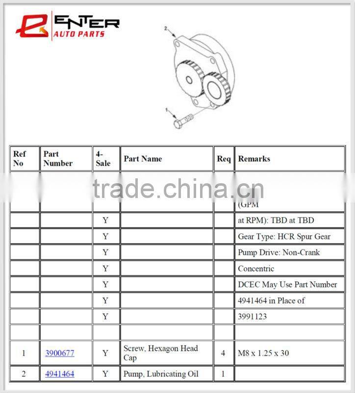 auto engine spare parts dcec 6l oil pump 4941464