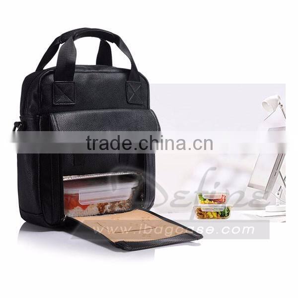 High quality leather Insulated Lunch cooler bag for business man