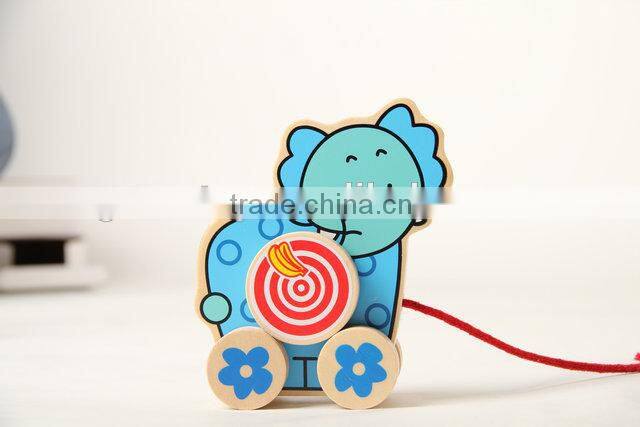 Wooden pull along toy wild animals for kids