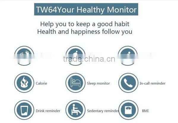 Hottest Bracelet Bangle Smart Watch TW64 with Bluetooth 4.0
