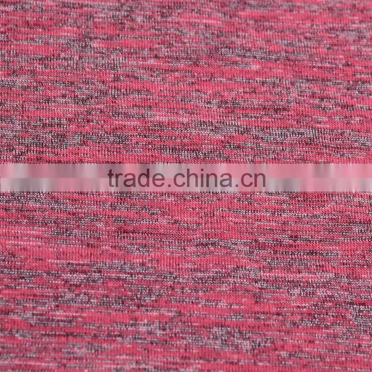 Grey melange polyester viscose spandex jersey fabric for sweart shirt