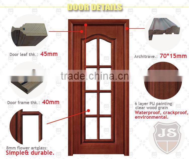 Cherry arch wooden glass bathroom door on sale