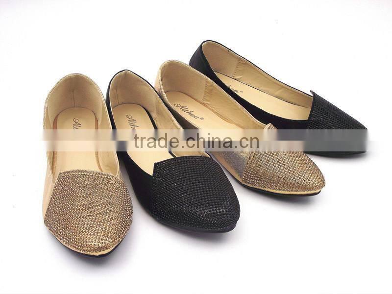 new design with diamond fashion dress flat shoes in stock