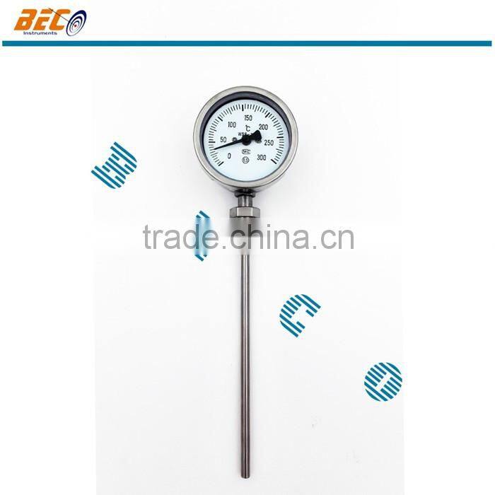 chrome plated case bottom connection bimetal thermometer