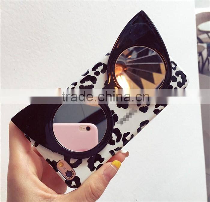 sexy smart girl glasses leopard case for apple iphone 6 6s 4.7