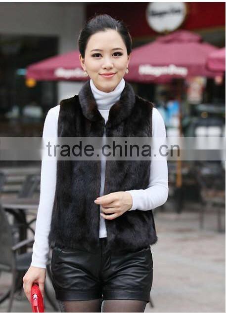 2016 Europe style high -end faux mink fur vest