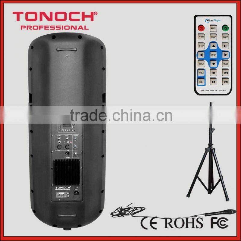 DUAL 15 inch 2 way plastic Professional sound active speaker with light