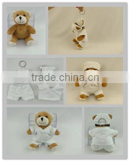 cute soft plush mini doctor teddy bear keychain