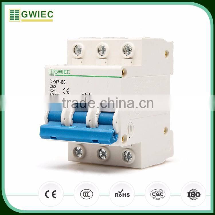 GWIEC Quality Products Dz47-63 High Breaking Automatic Reset Mini Circuit Breaker Mcb 63 Amp 3P