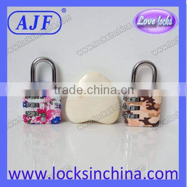 2015 AJF popular style zinc alloy travel luggage combination padlock with various colors