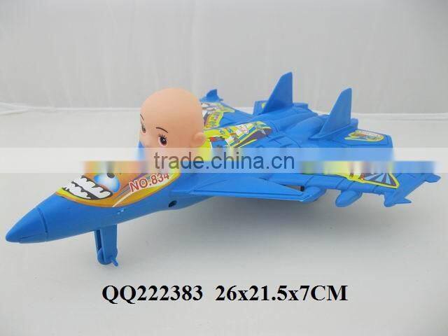 kids Friction toy plane with barbie head & light,friction toy plane